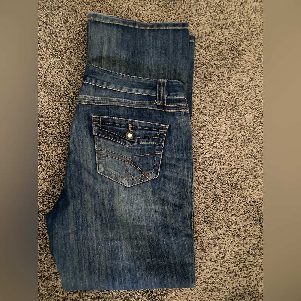 INC International Concepts 12 Jeans Regular Fit Boot Cut Leg Rhinestone Stretch